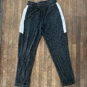Charcoal Joggers with White Stripes and Cuffed Ankles